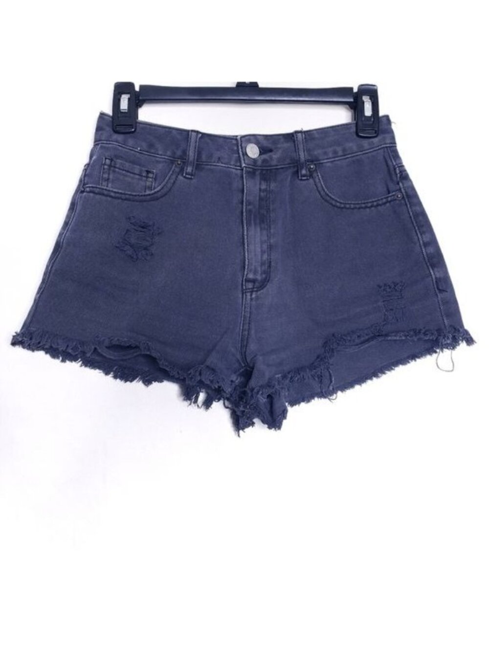 PacSun Washed Navy High-Rise Distressed Denim Shorts